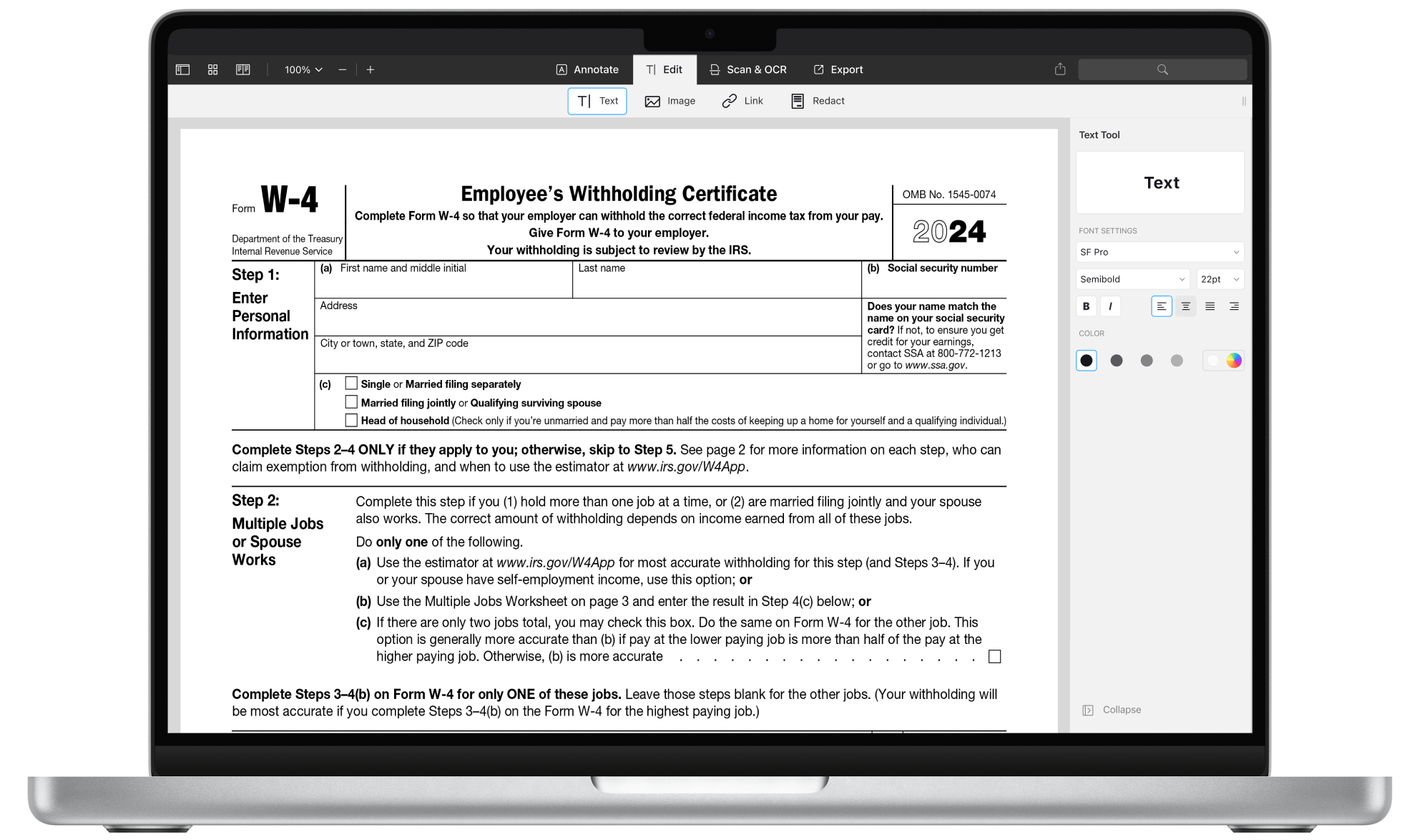 w 4 form 2024 printable