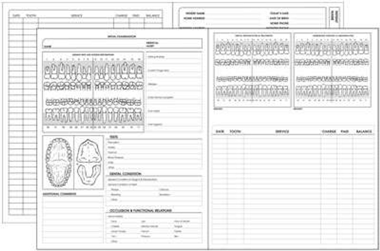 Dental Exam Forms Charts 8 5 X 11 Dental Records