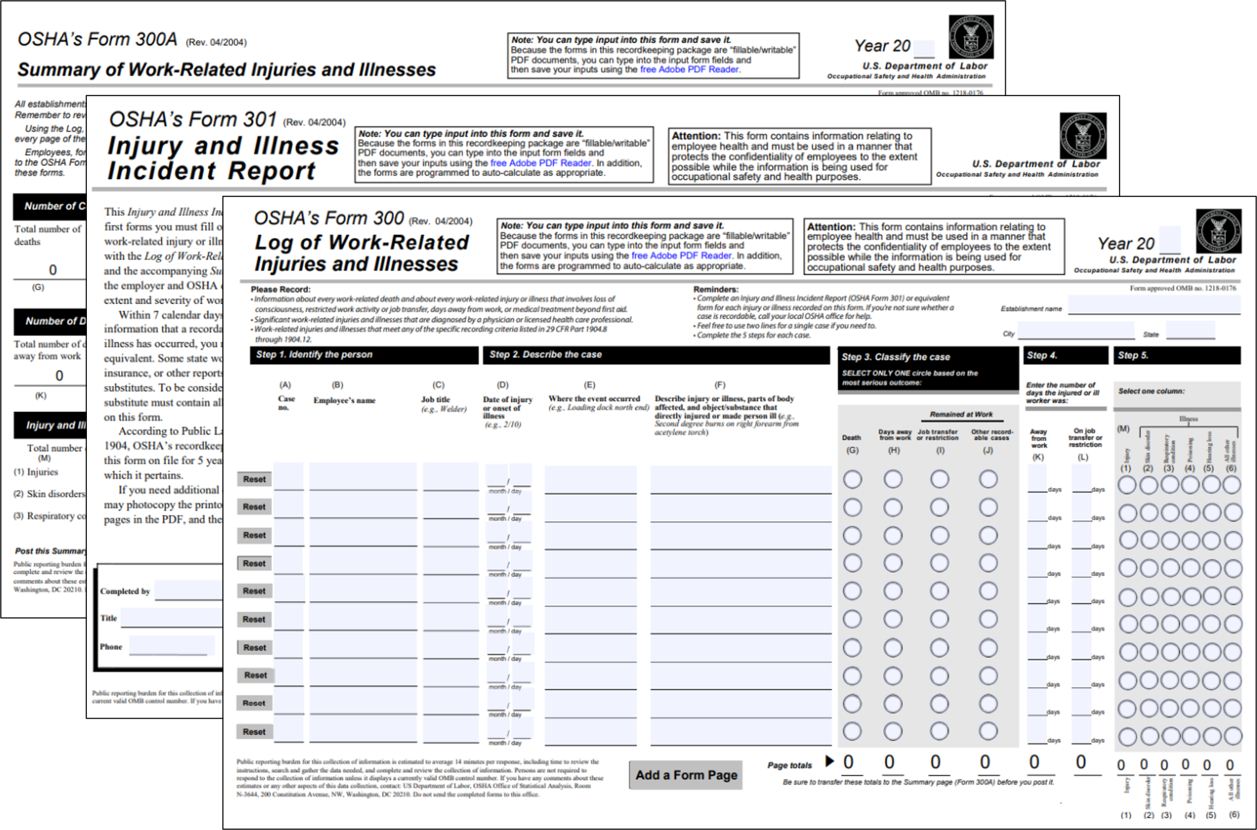 Differences Between OSHA Forms 300 300A And 301 WA Group Insurance Risk Management Since 1893