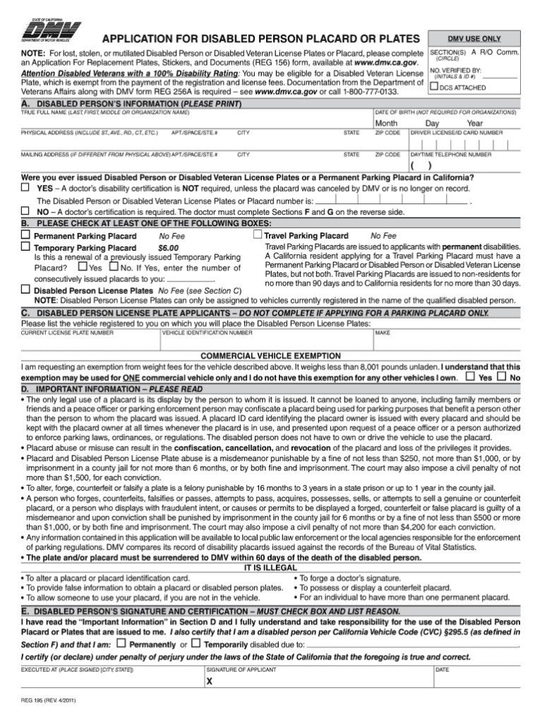 Dmv Handicap Placard Form Pdf Fill Out Sign Share Online PdfFiller