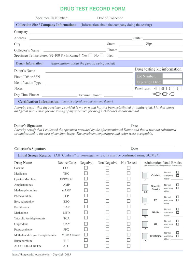 Drug Test Record Form Fill Out Sign Share Online PdfFiller
