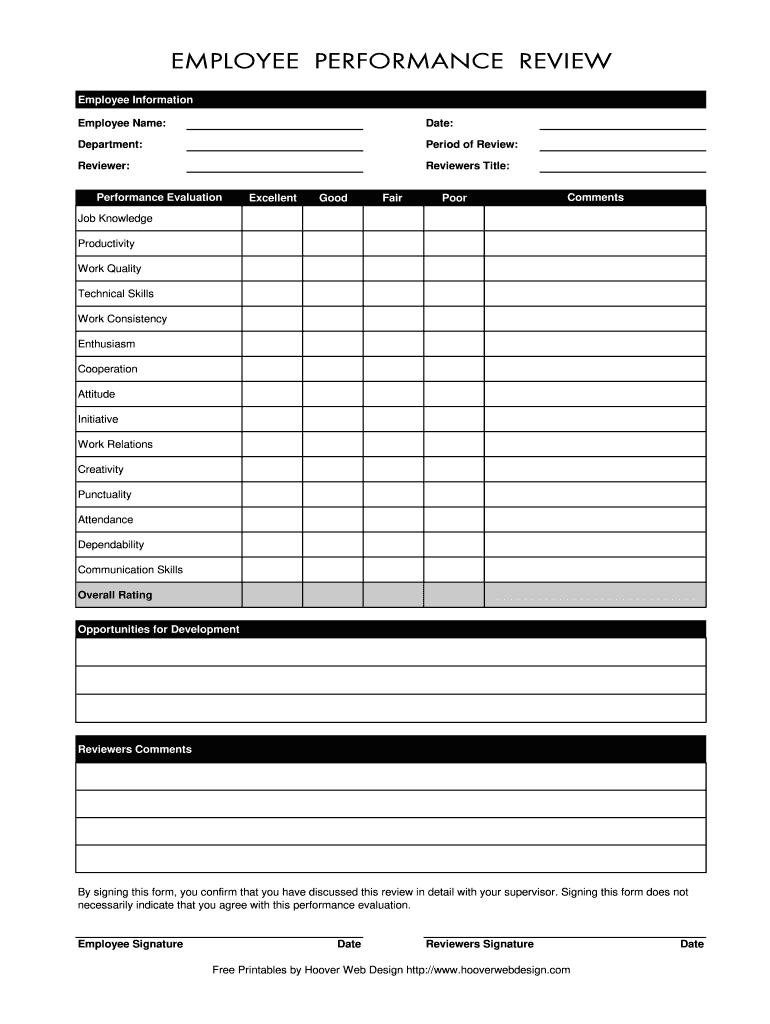 Employee Review Form Fill Out Sign Share Online PdfFiller