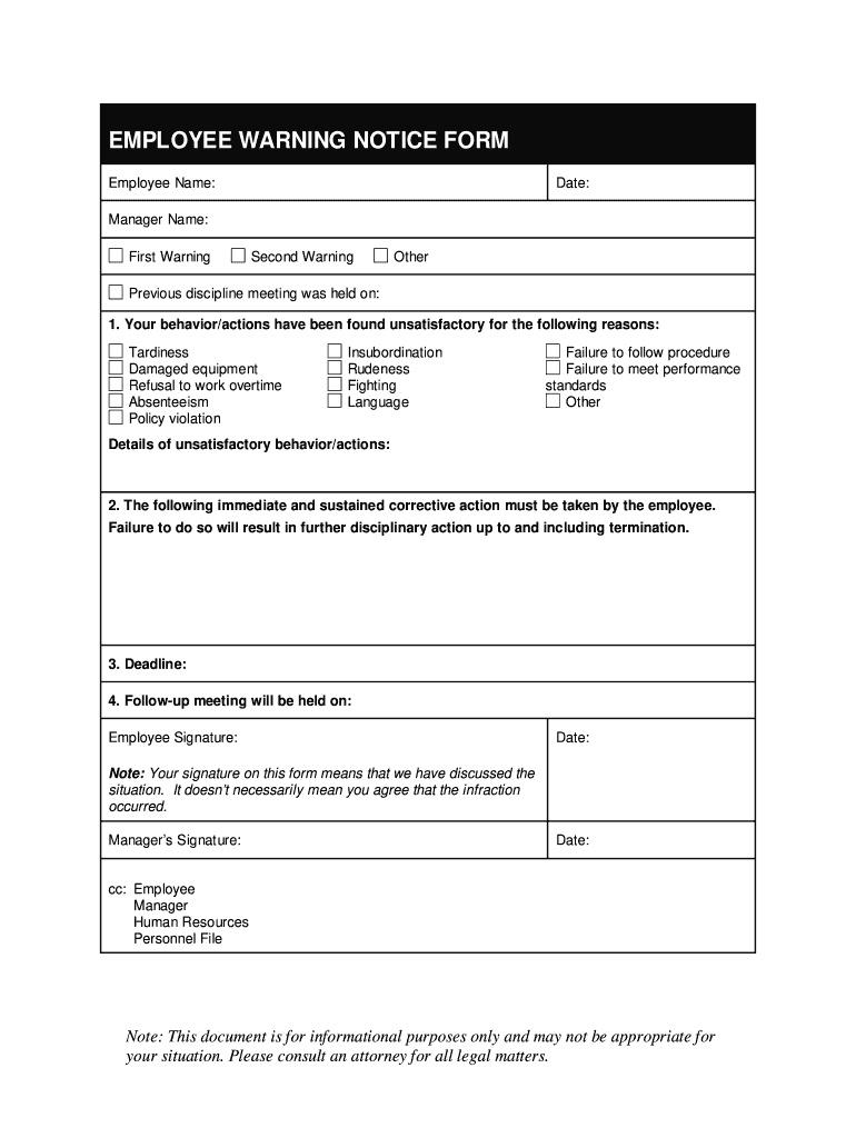 employee write up form printable