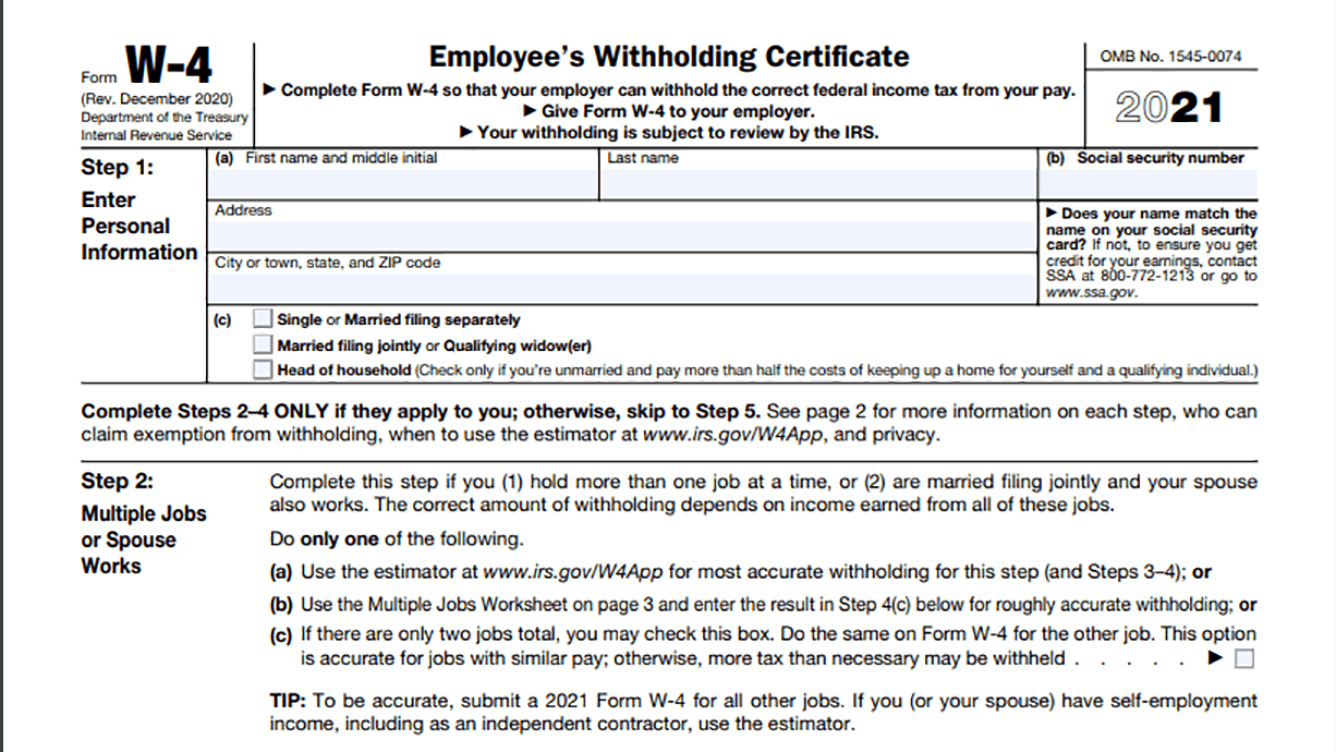 Federal W 4 Tax Form Printable Study Planner