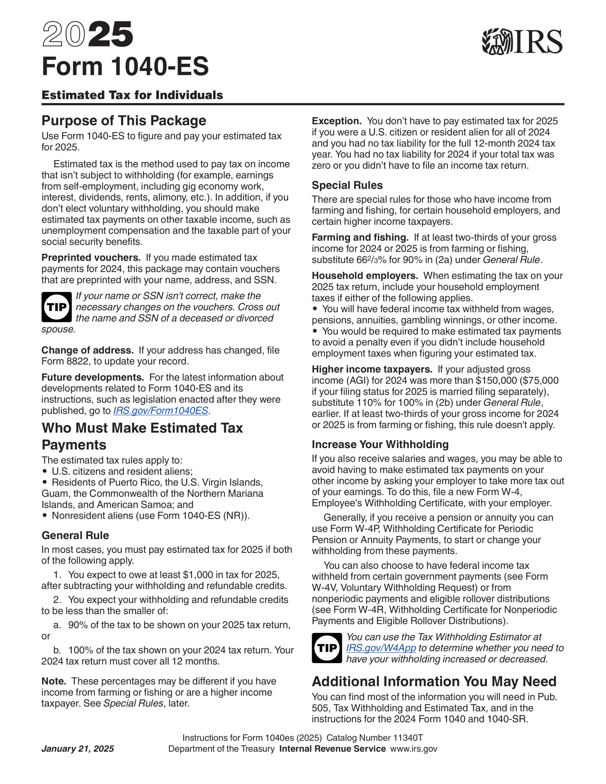 Fillable IRS Form 1040 ES 2025 2026 Estimated Taxes Fillable IRS Form 1040 ES 2025 2026 Estimated Taxes