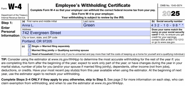 Fillable W 4 Form 2025 2026 Fill Out And Download As PDF