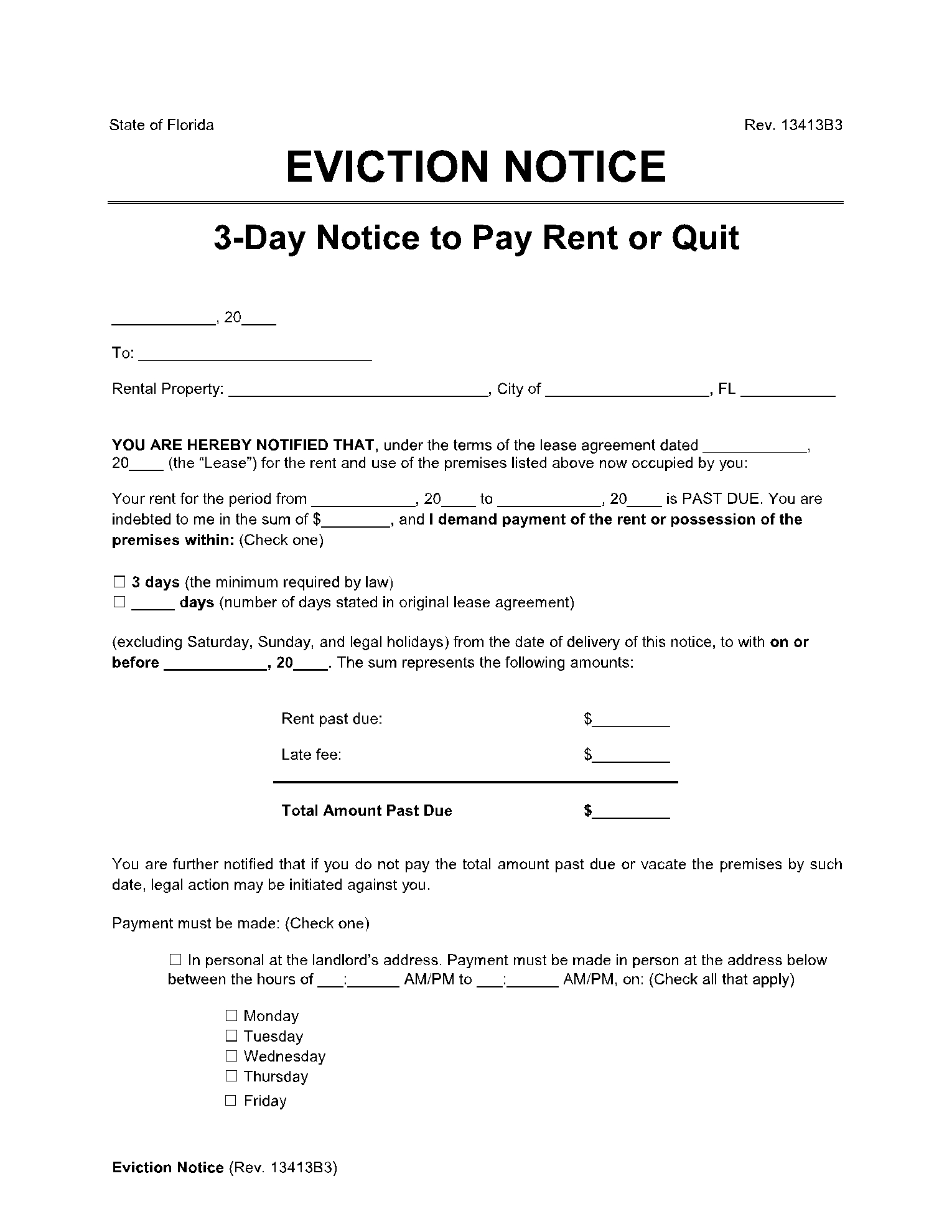 Florida 3 Day Notice To Pay Or Quit Form Free Download CocoSign Florida 3 Day Notice To Pay Or Quit Form Free Download CocoSign