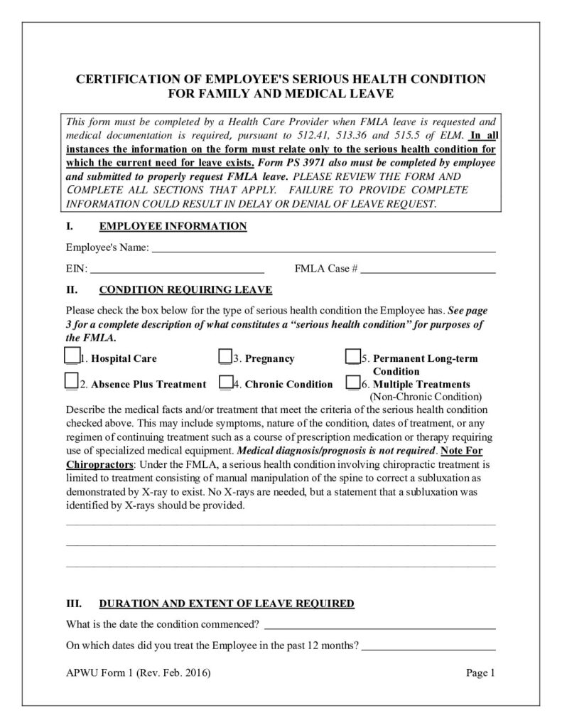 FMLA American Postal Workers Union