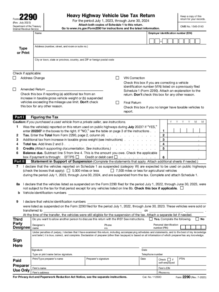 irs 2290 form 2024 printable