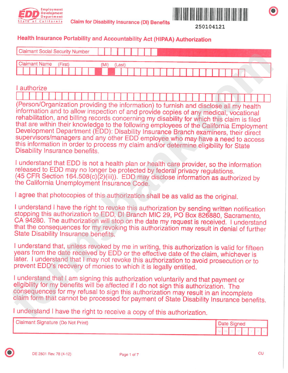 Form 2501 Edd Printable Study Planner