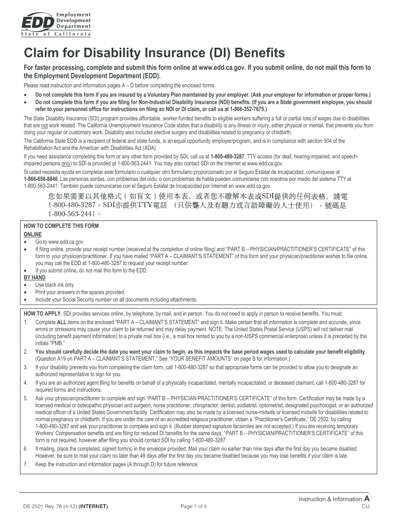 Form 2501 Edd Printable Study Planner