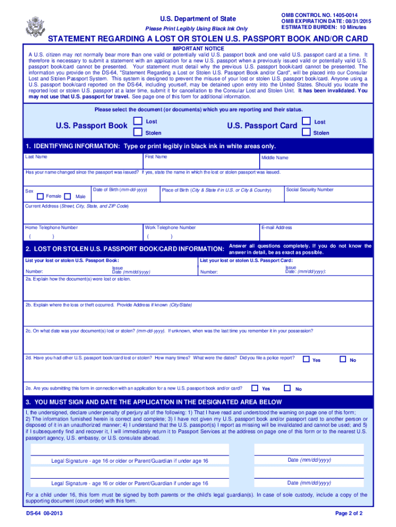Form Ds 2013 Fill Out Sign Online DocHub
