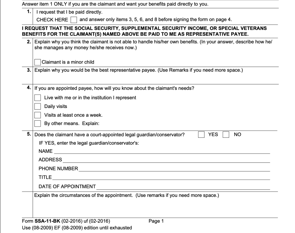 Form SSA 11 BK A Representative Payee Guide Form SSA 11 BK A Representative Payee Guide