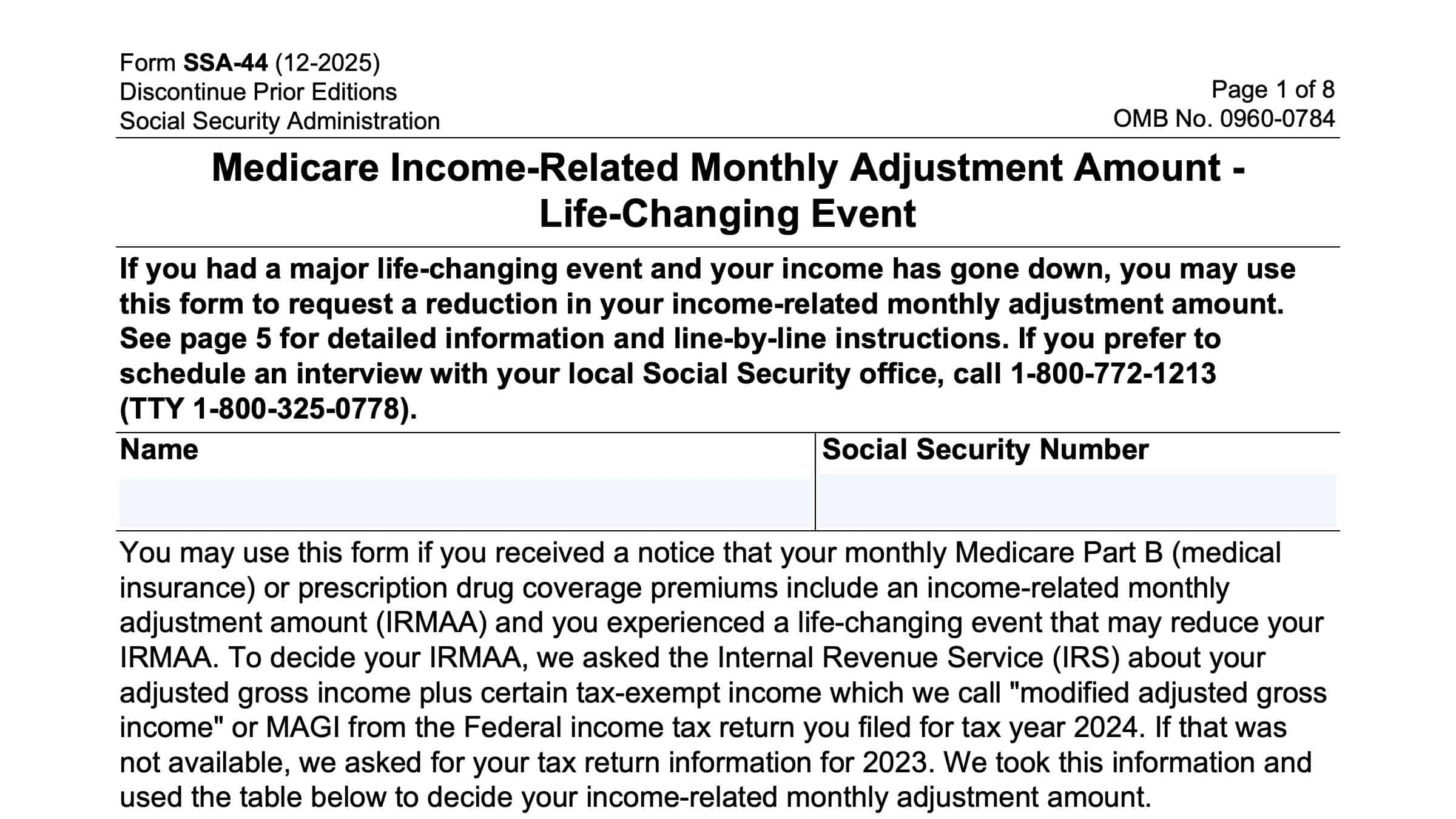 Form SSA 44 Instructions An IRMAA Guide For 2025 Form SSA 44 Instructions An IRMAA Guide For 2025