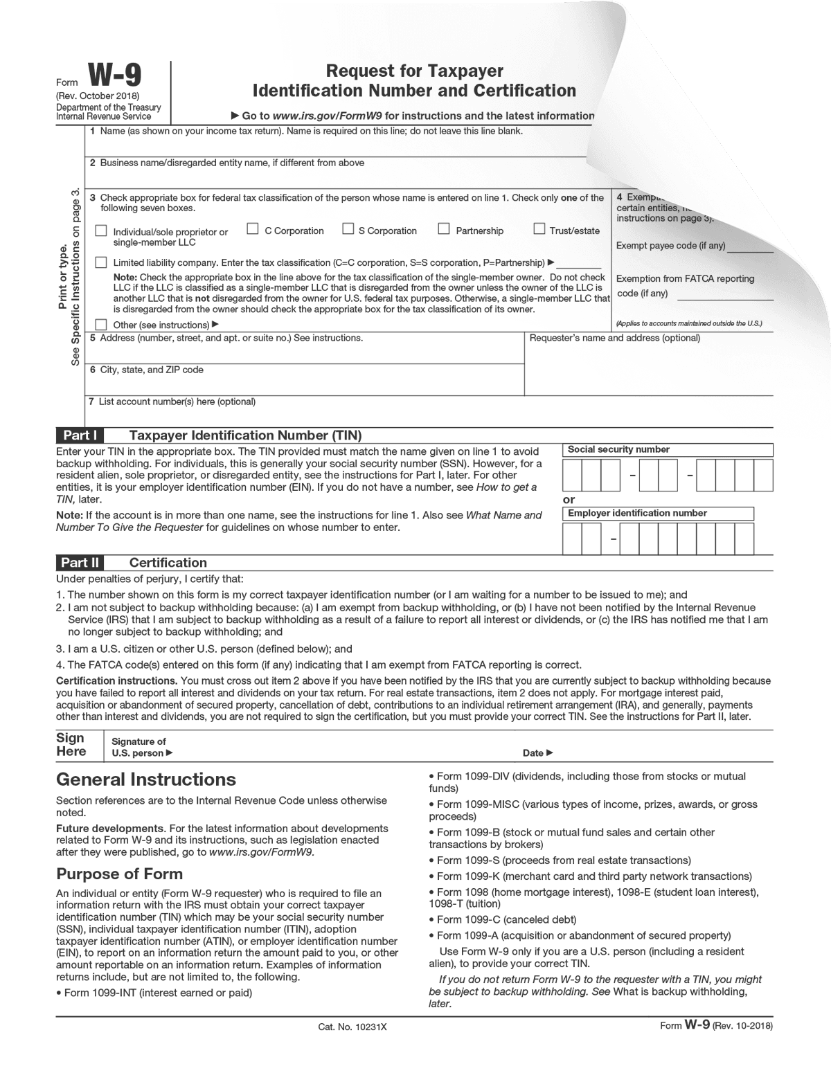 Form W 9 Generator Fillable PDF For TIN Submission