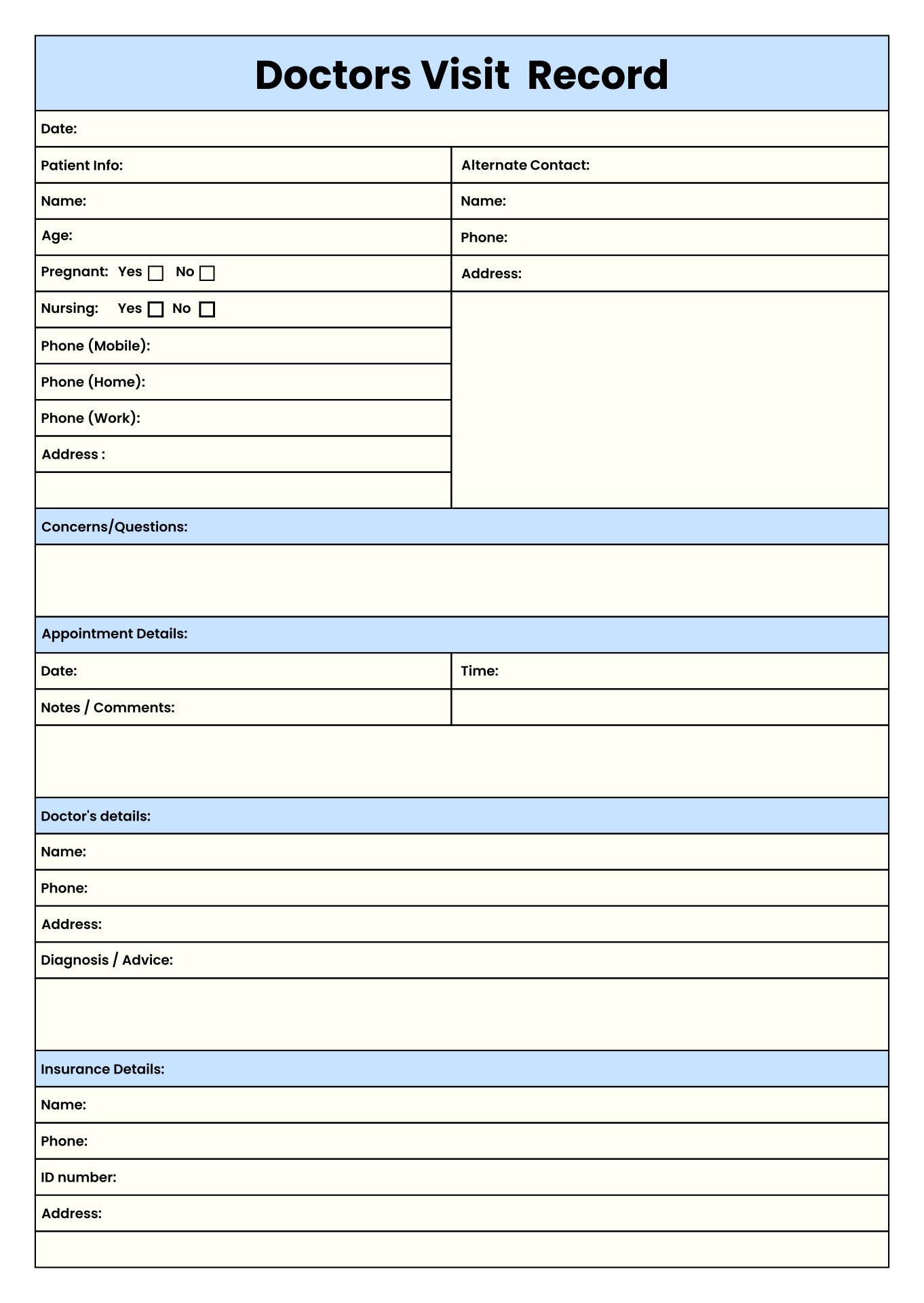 free printable medical office forms
