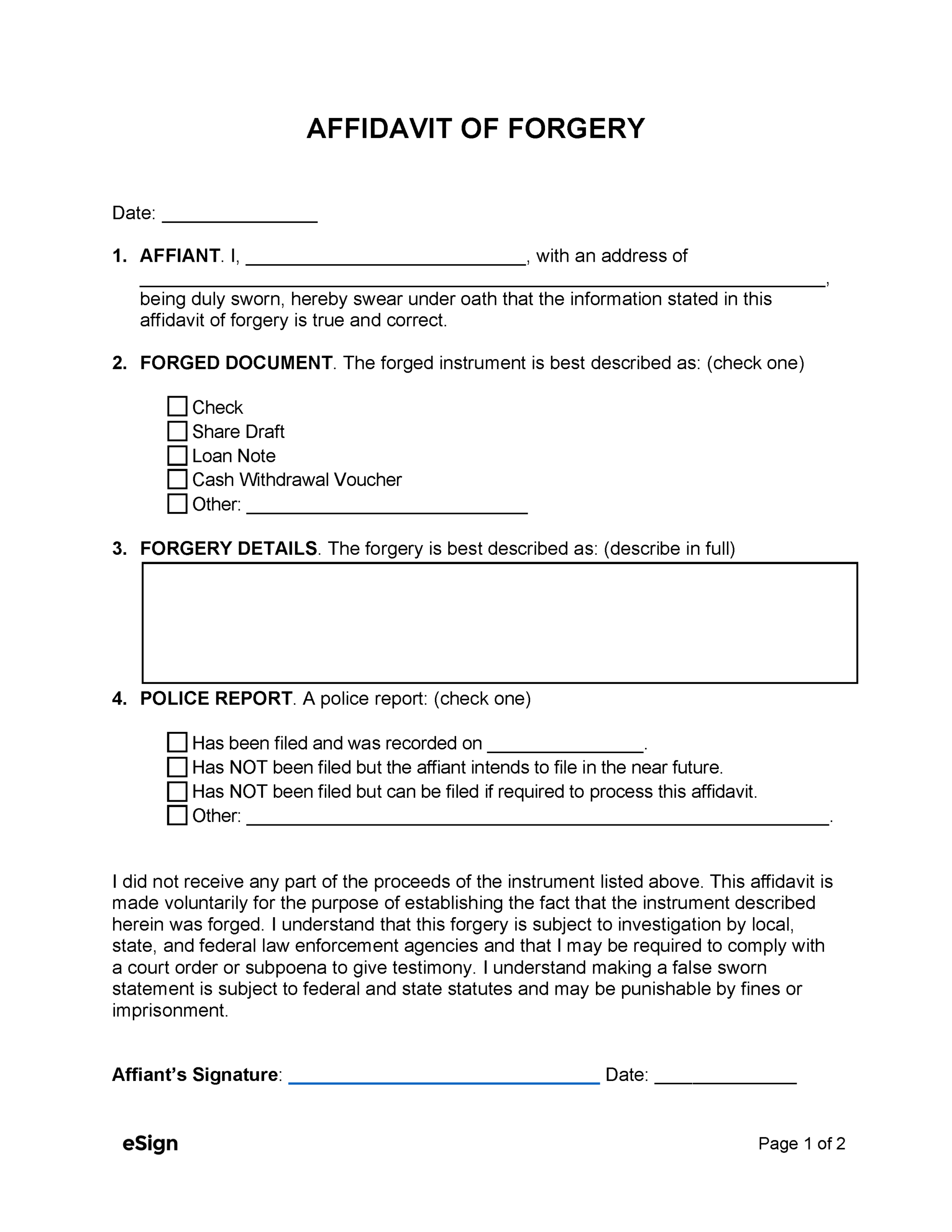 printable blank affidavit form printable blank affidavit form