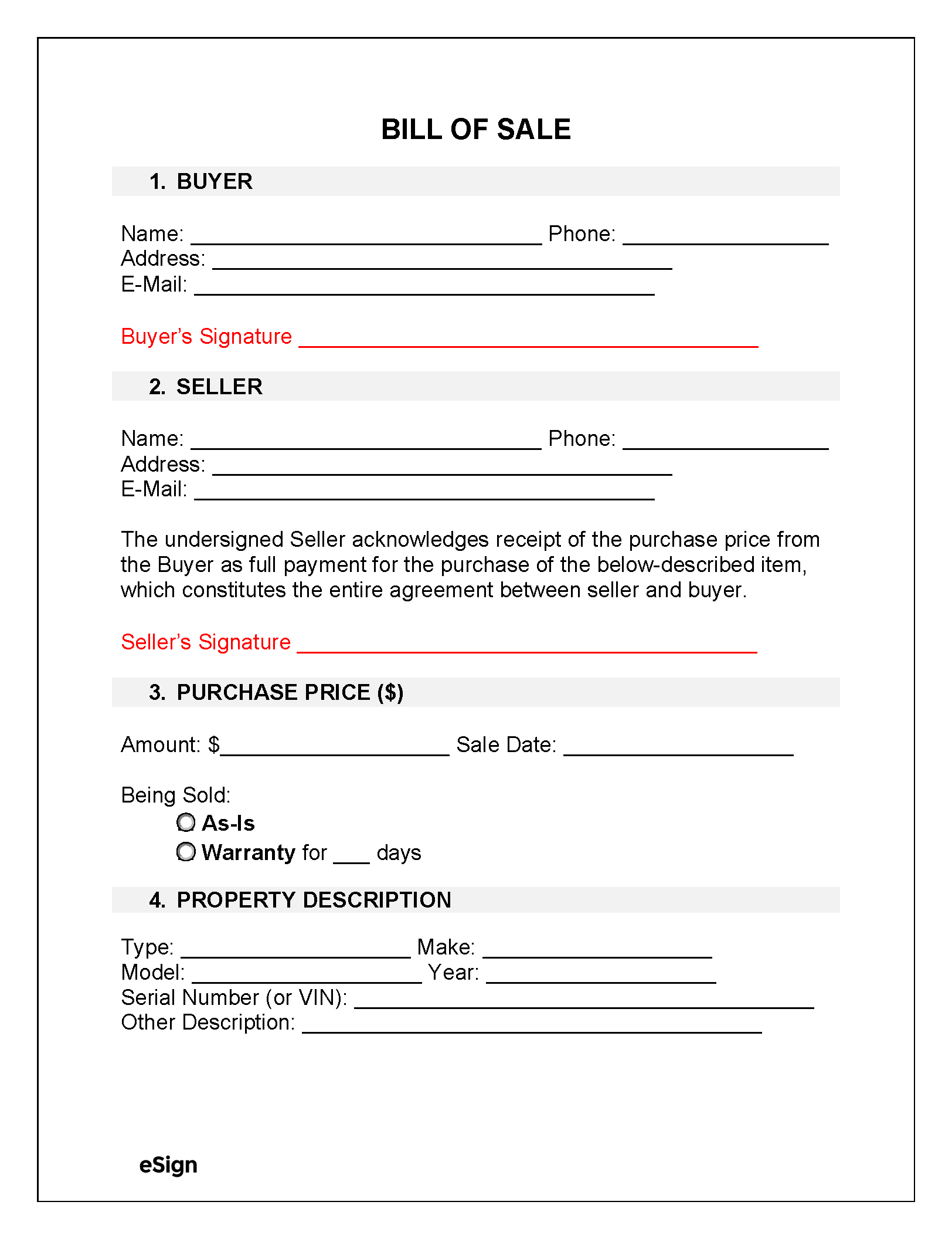 Free Bill Of Sale Forms 23 PDF Word Free Bill Of Sale Forms 23 PDF Word