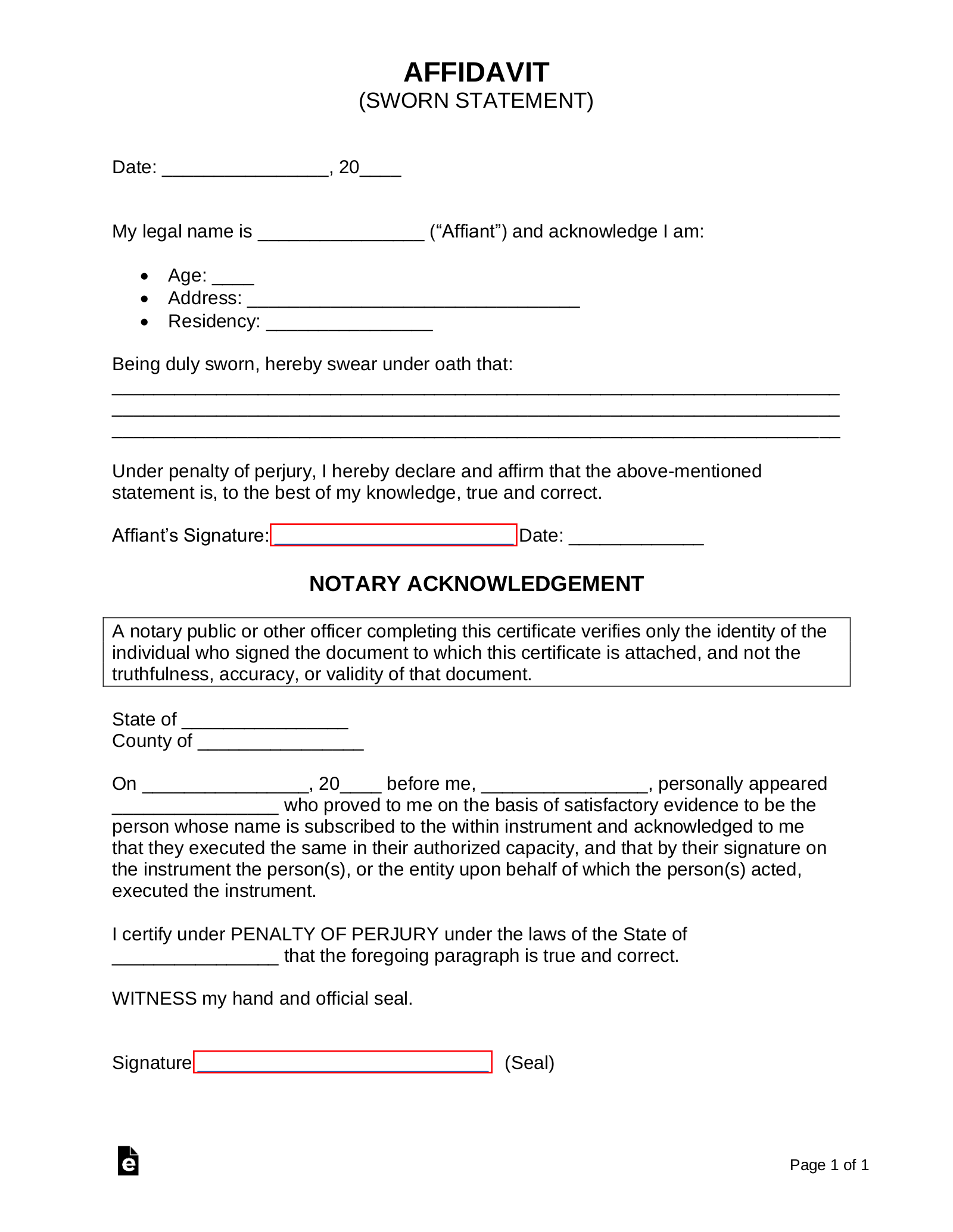Free Blank Affidavit Templates 17 PDF Word EForms Free Blank Affidavit Templates 17 PDF Word EForms