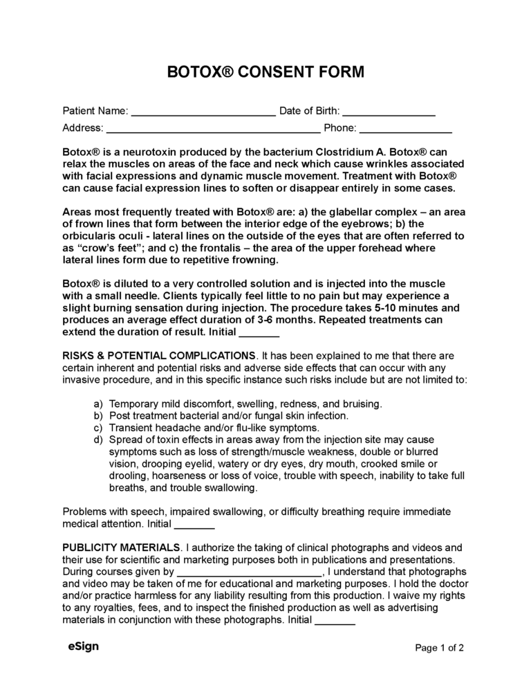 Free Botox Consent Form PDF Word