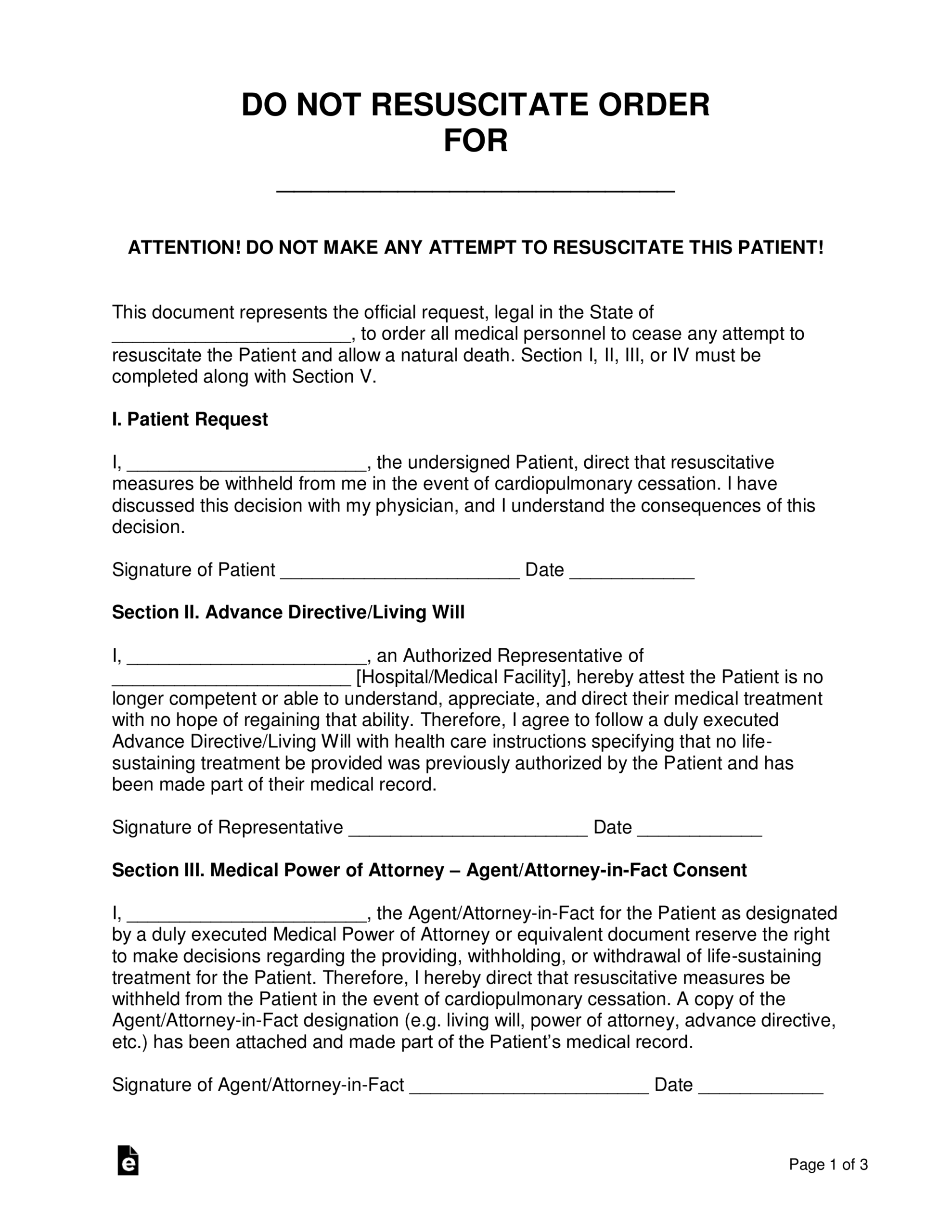 Free Do Not Resuscitate DNR Order Forms PDF Word EForms Free Do Not Resuscitate DNR Order Forms PDF Word EForms