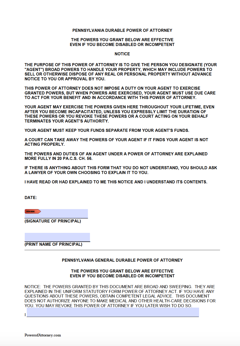 printable power of attorney form