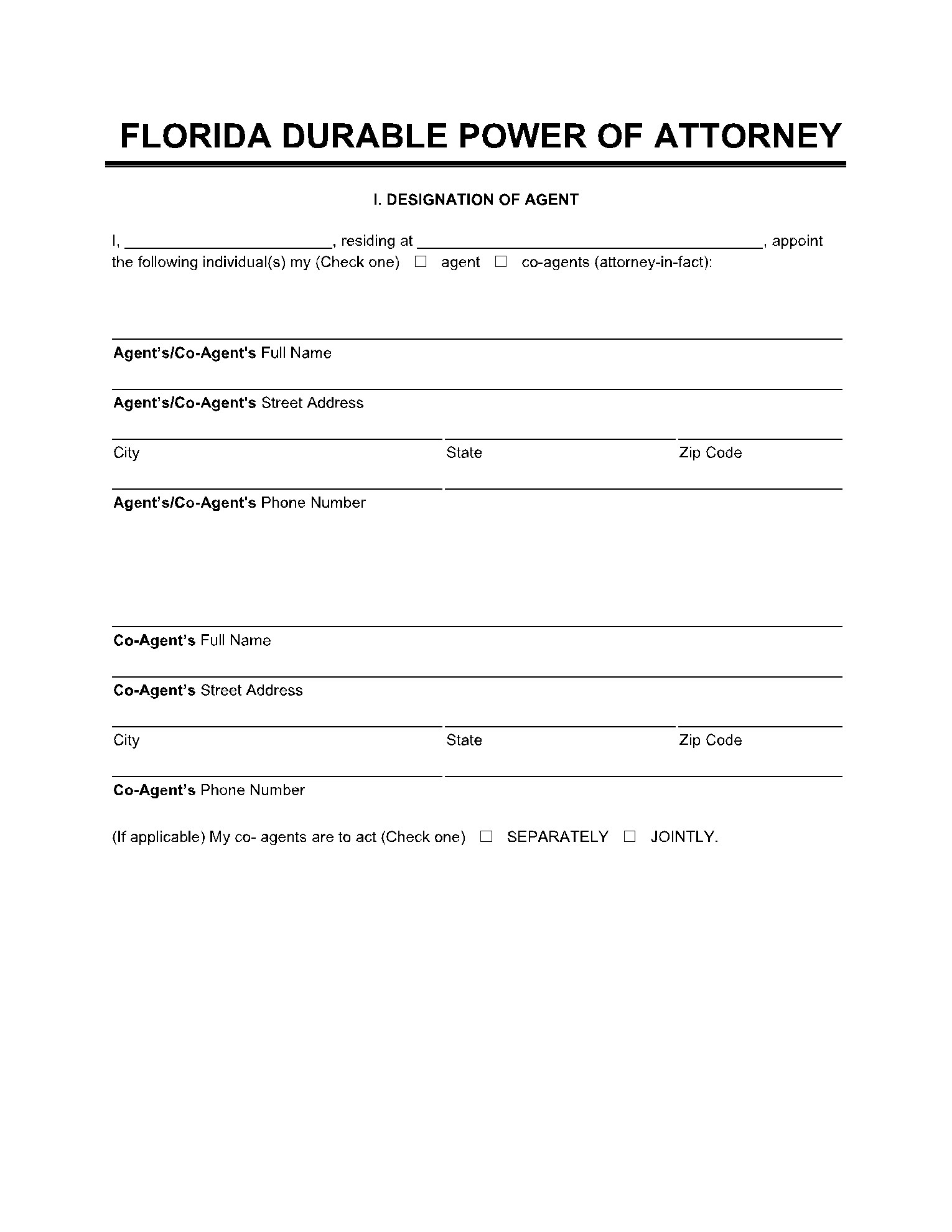 Free Florida Durable Power Of Attorney Form PDF CocoSign