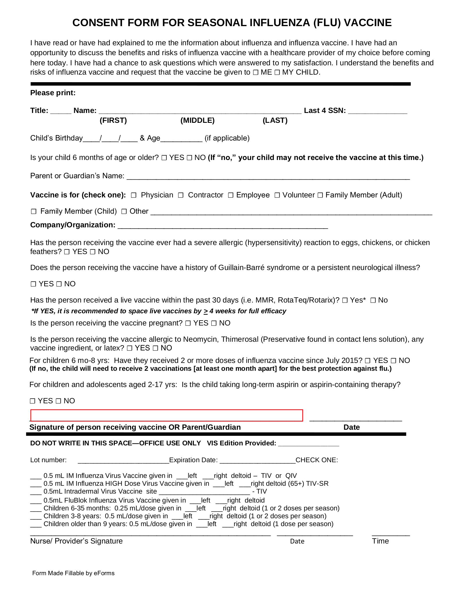 Free Flu Shot Influenza Vaccine Consent Form PDF Word EForms Free Flu Shot Influenza Vaccine Consent Form PDF Word EForms