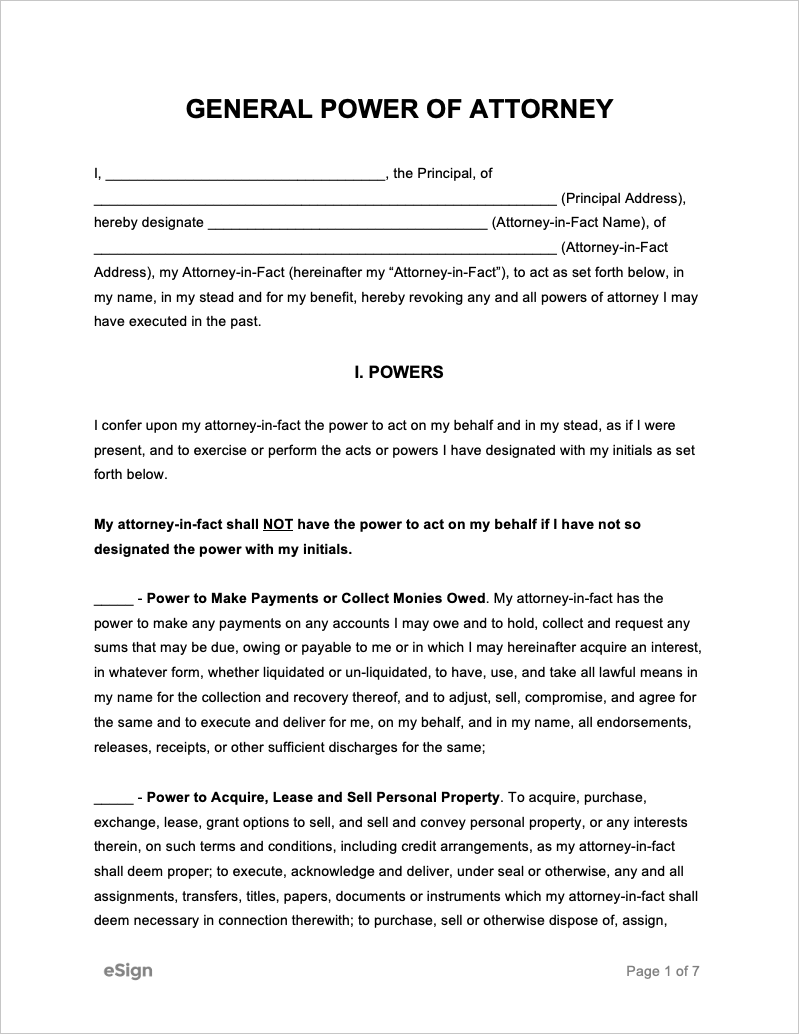 Free General Power Of Attorney Forms PDF Word Free General Power Of Attorney Forms PDF Word