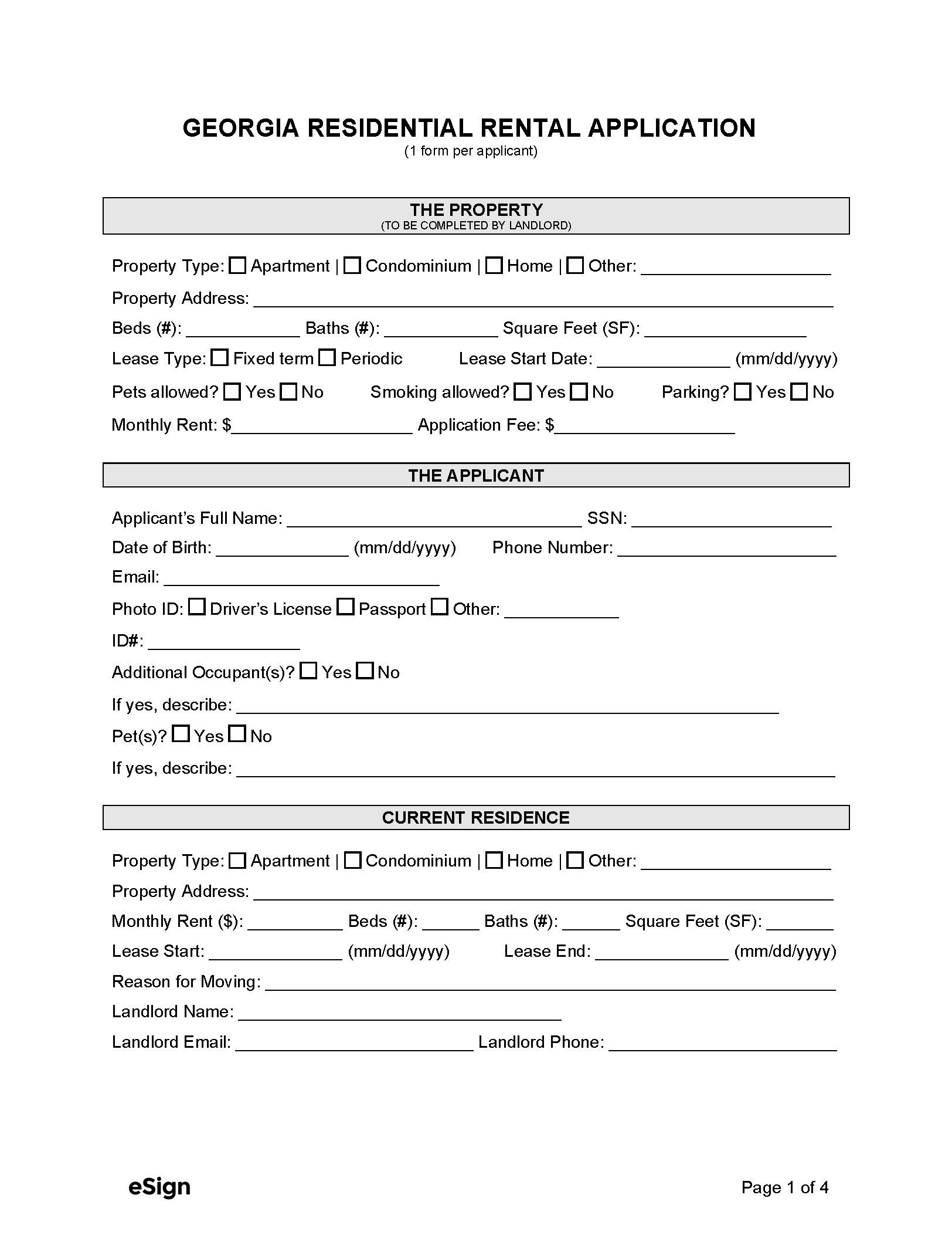 Free Georgia Rental Application Form PDF Word Free Georgia Rental Application Form PDF Word