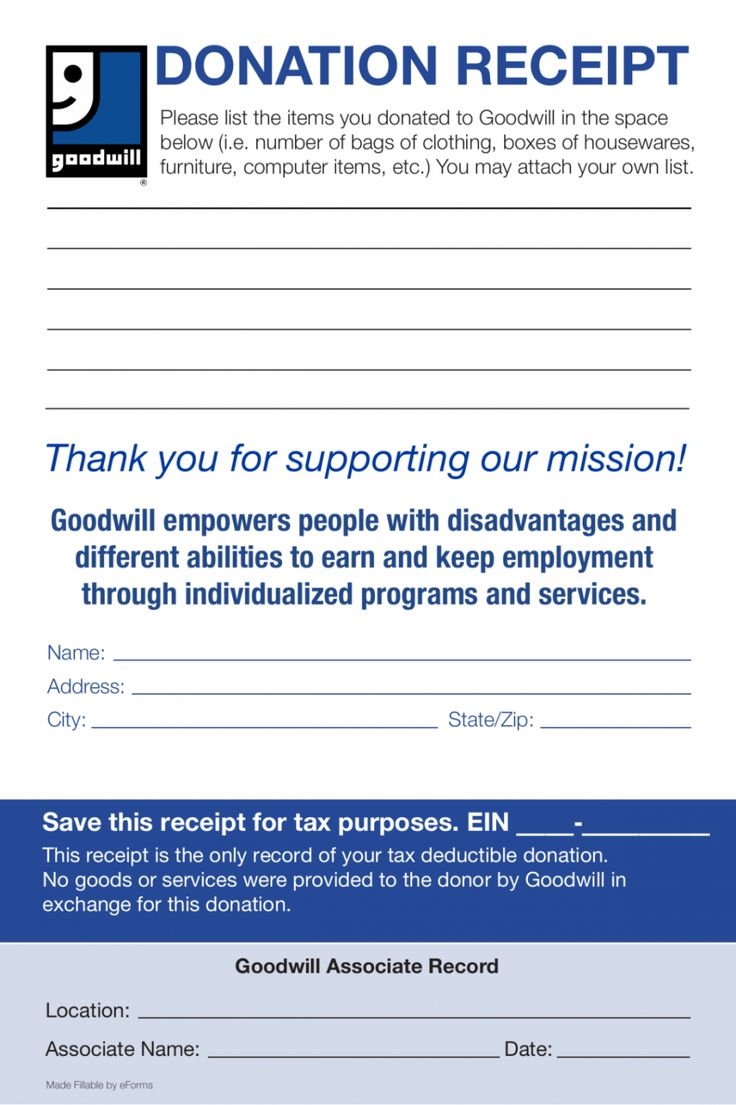 goodwill donation form printable