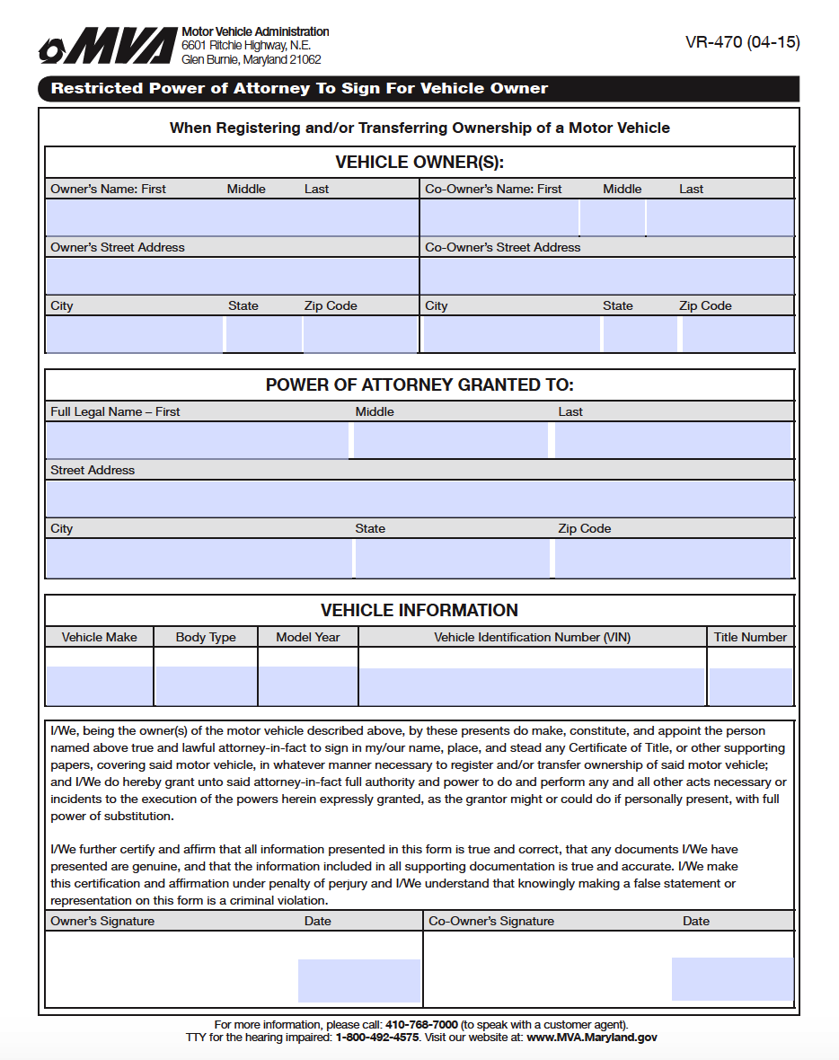 Free Maryland Power Of Attorney Forms PDF Templates