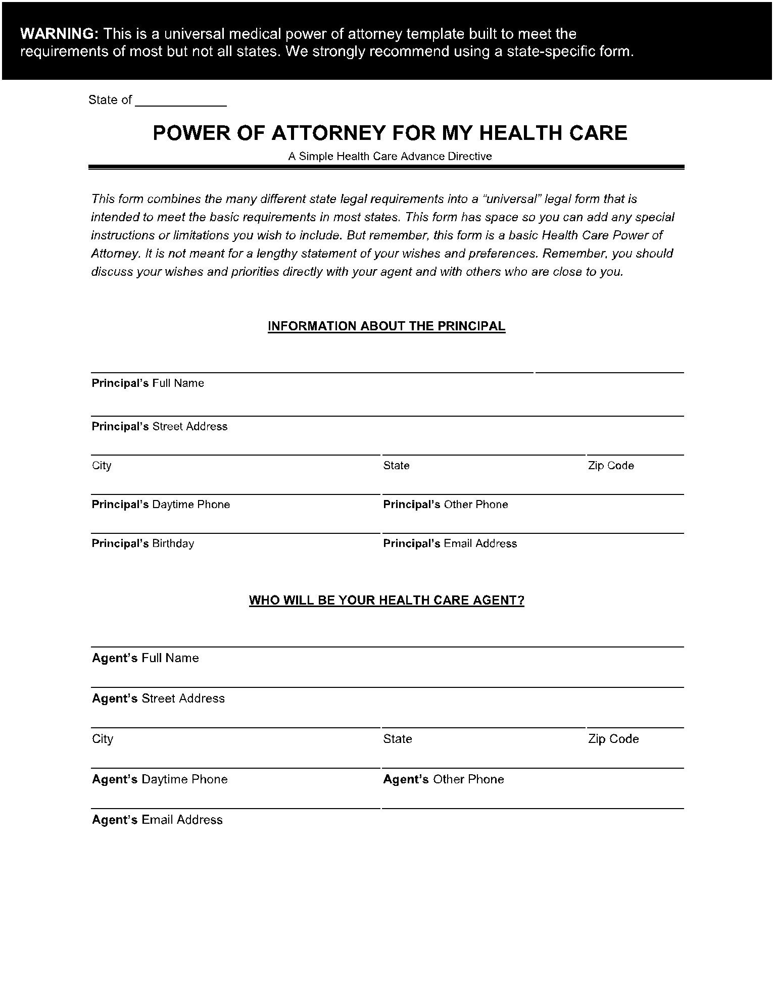 free medical poa forms printable