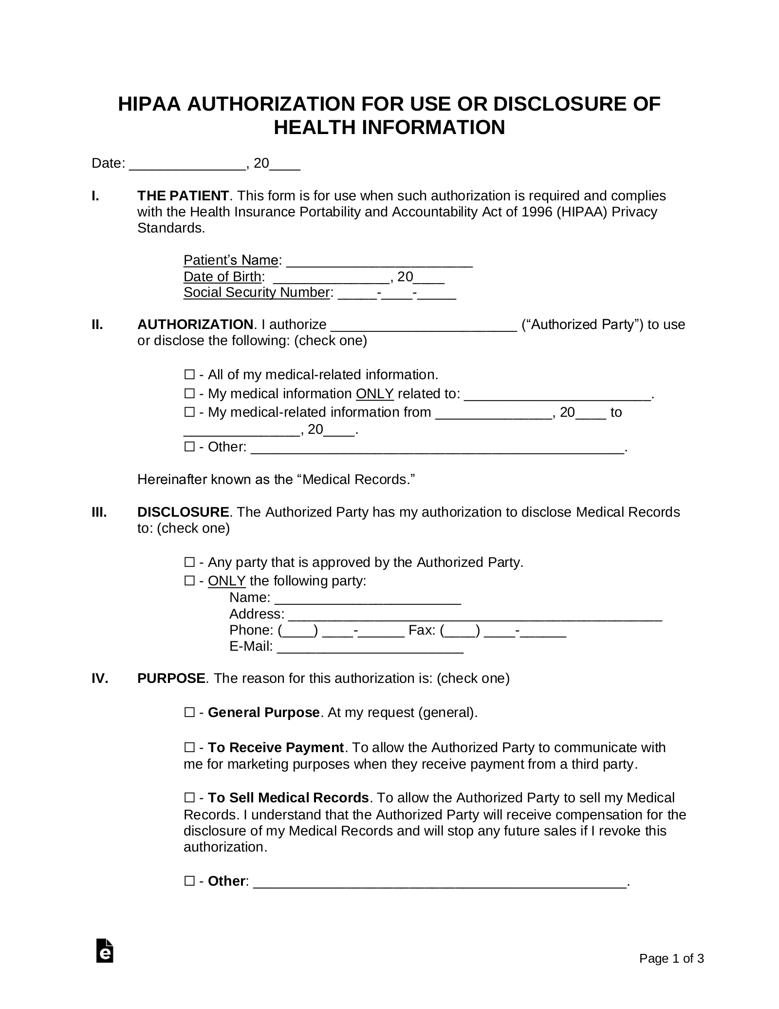 Free Medical Records Release Authorization Form Waiver HIPAA PDF Word EForms Free Medical Records Release Authorization Form Waiver HIPAA PDF Word EForms