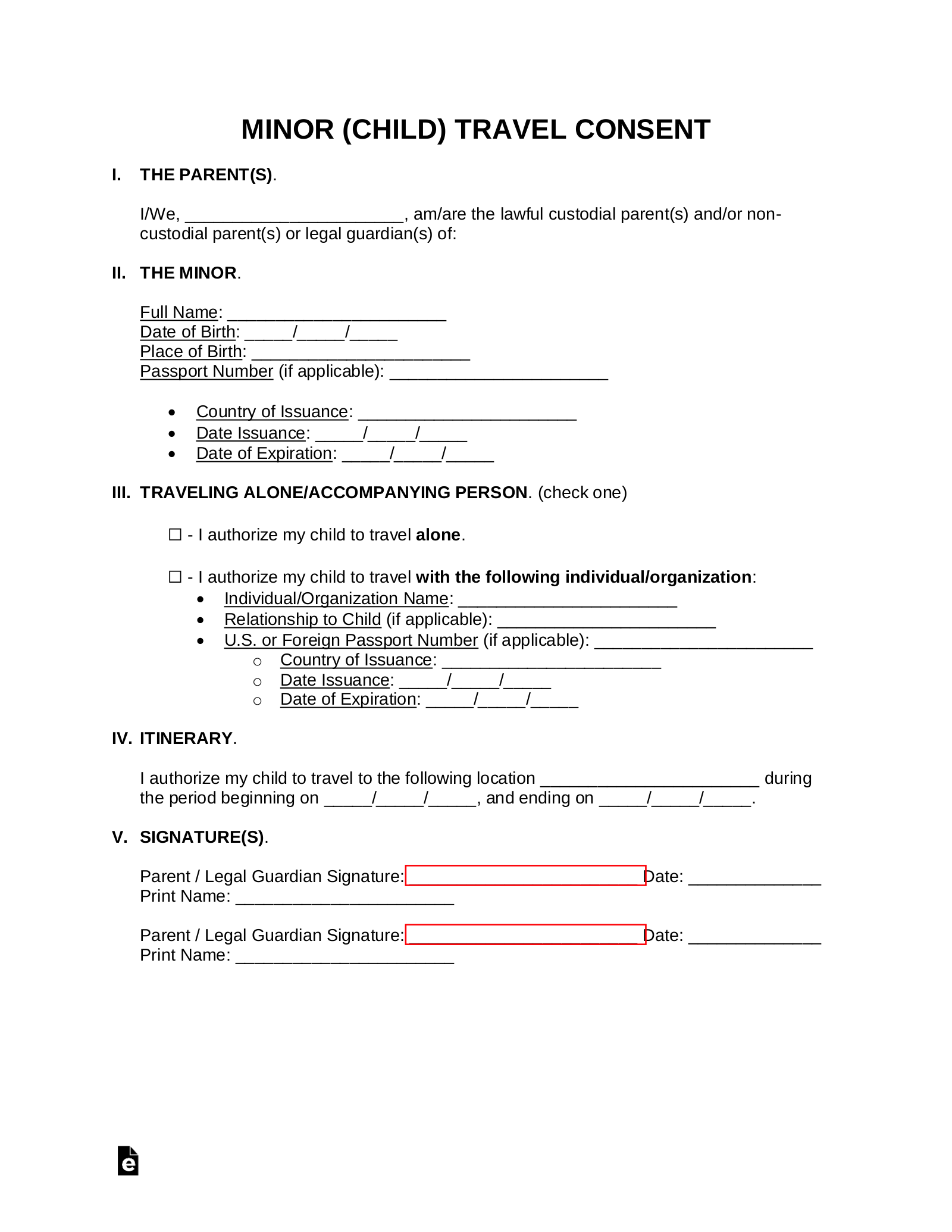 Free Minor Child Travel Consent Form PDF Word EForms Free Minor Child Travel Consent Form PDF Word EForms