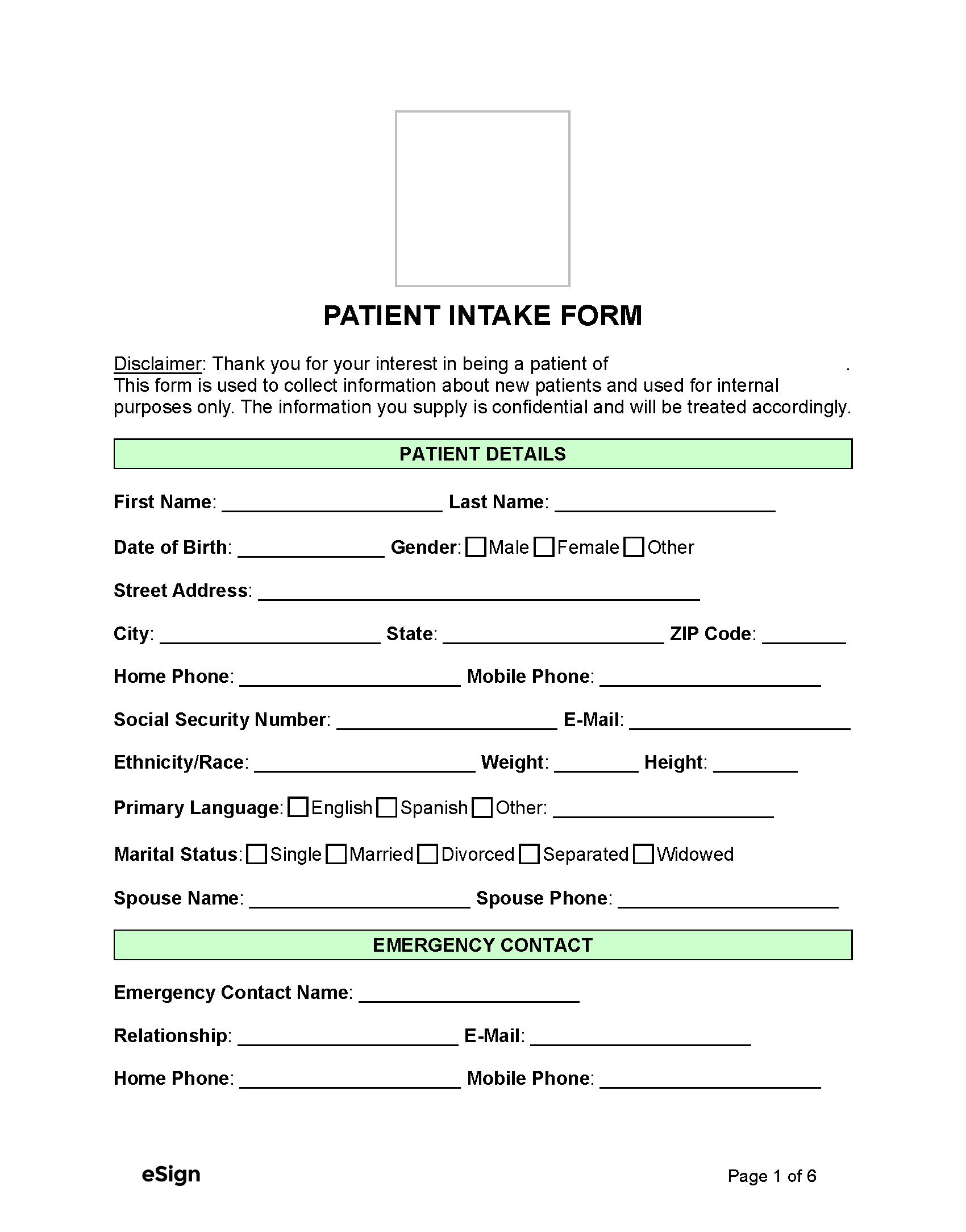 Free Patient Medical Intake Form PDF Word Free Patient Medical Intake Form PDF Word