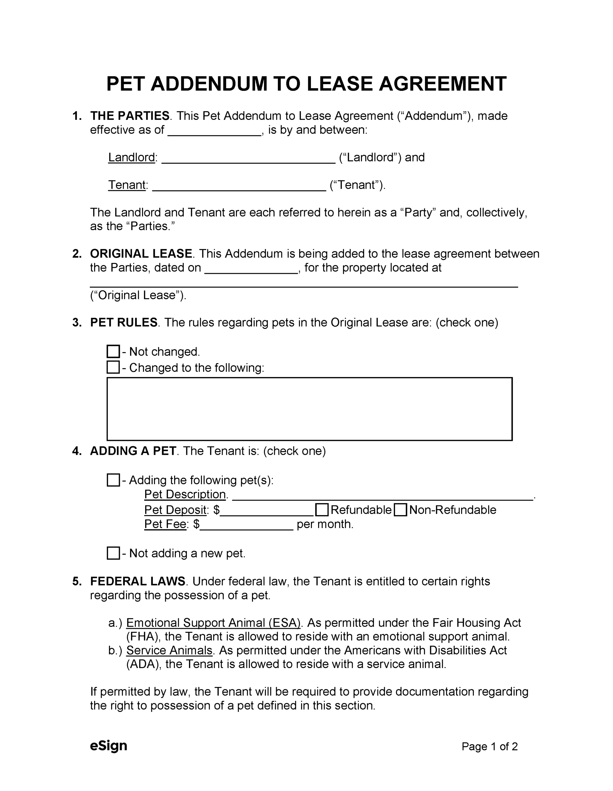Free Pet Addendum To Lease Templates 3 PDF Word Free Pet Addendum To Lease Templates 3 PDF Word