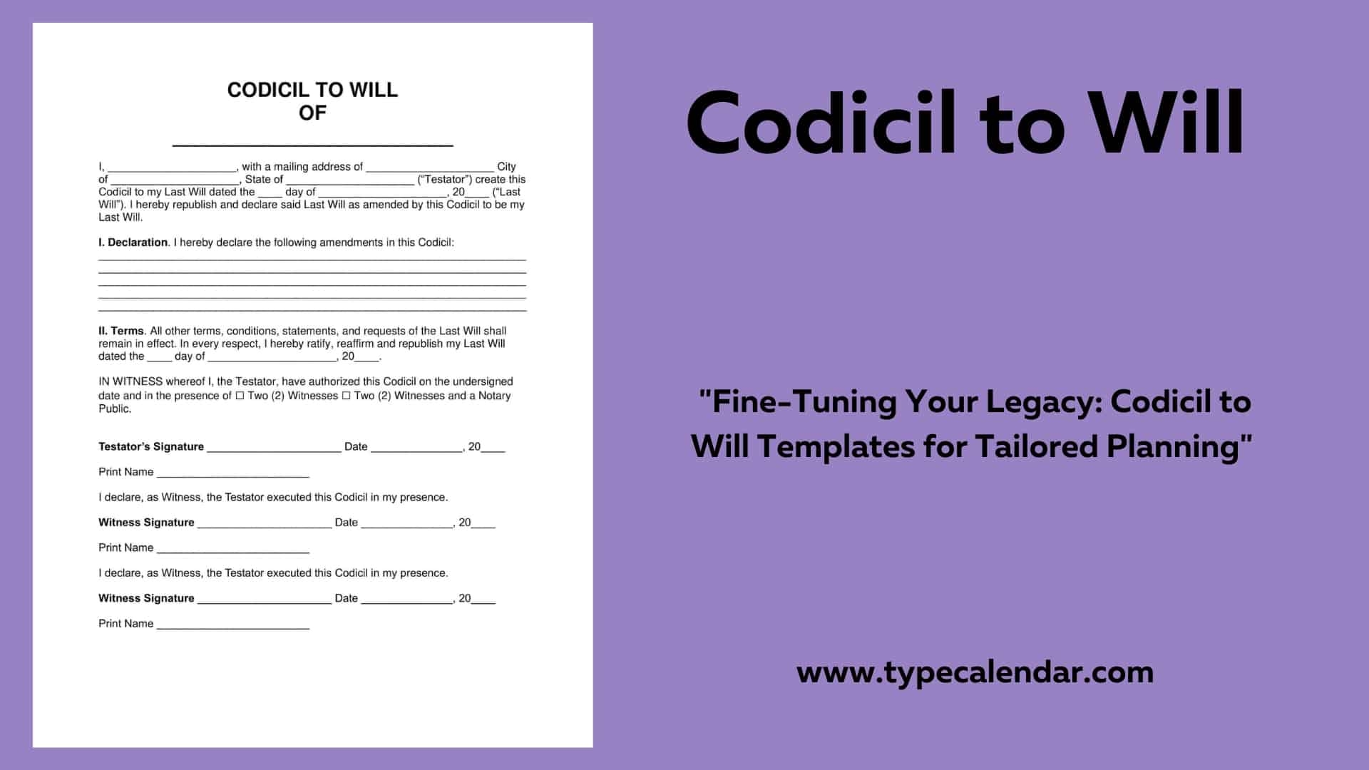 Free Printable Codicil To Will Templates PDF Word Form Free Printable Codicil To Will Templates PDF Word Form
