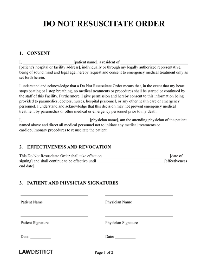 free printable dnr form texas