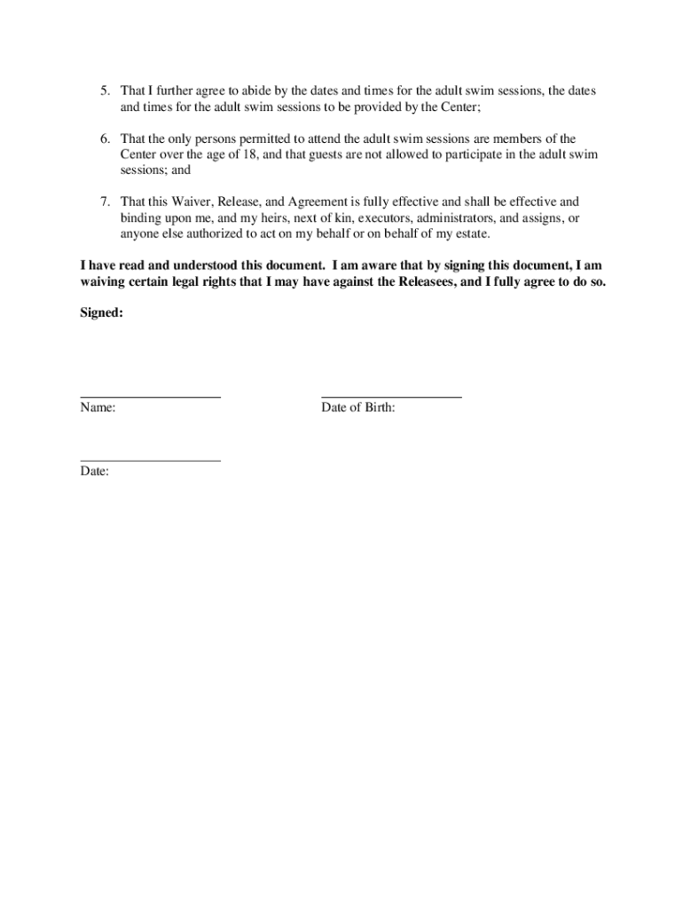 Free Printable Pool Waiver Form Fill Out Sign Online DocHub
