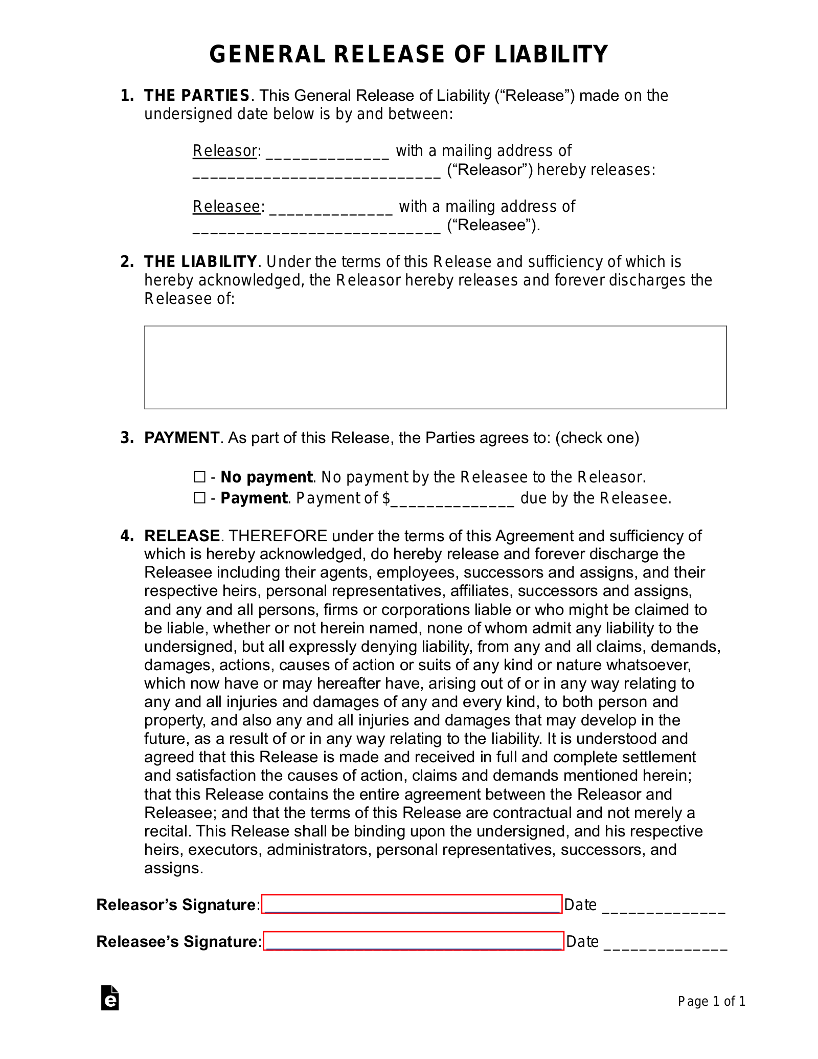 Free Release Of Liability Waiver Forms 14 PDF Word EForms Free Release Of Liability Waiver Forms 14 PDF Word EForms