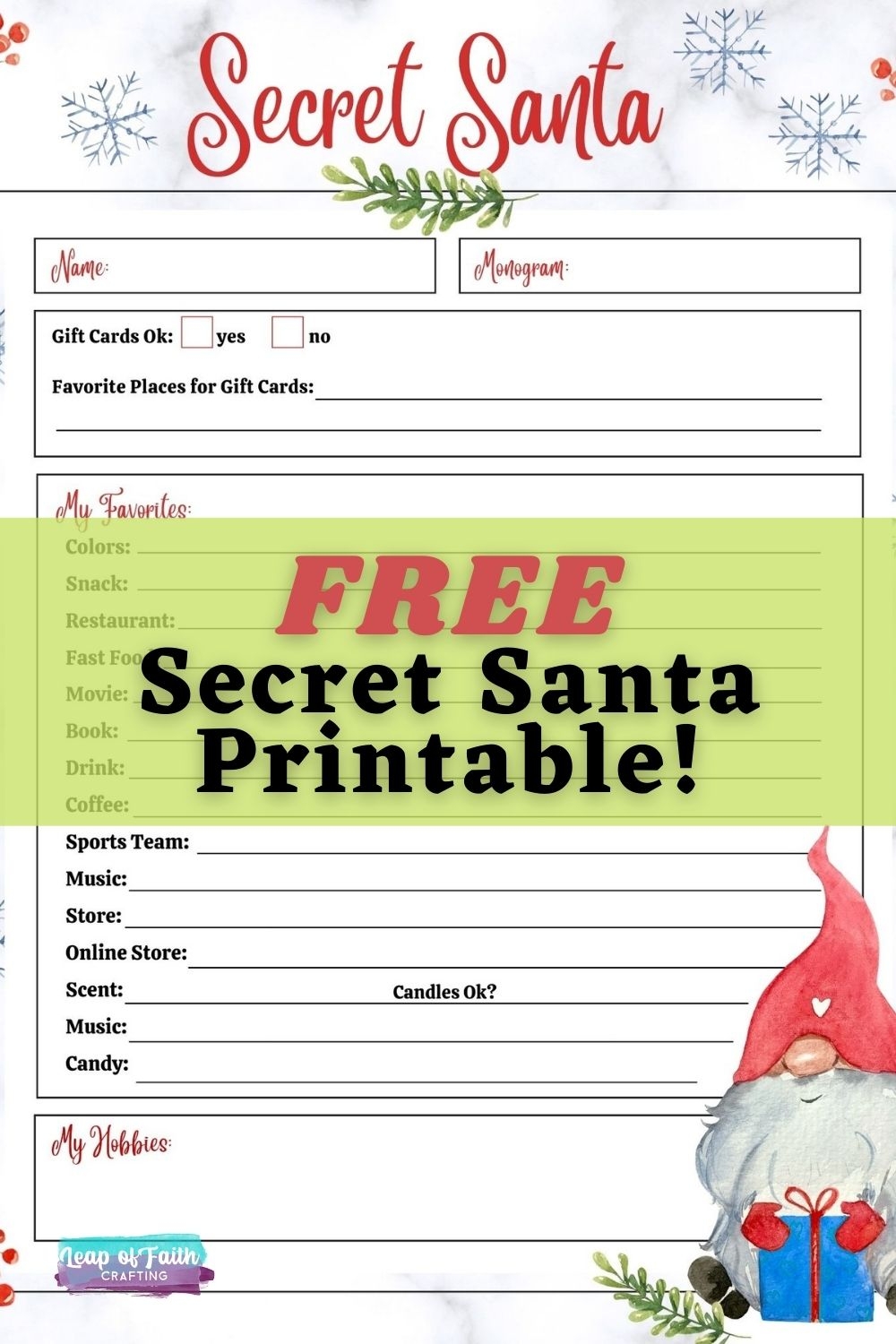 FREE Secret Santa List Printable Questionnaire 2 Options Leap Of Faith Crafting FREE Secret Santa List Printable Questionnaire 2 Options Leap Of Faith Crafting