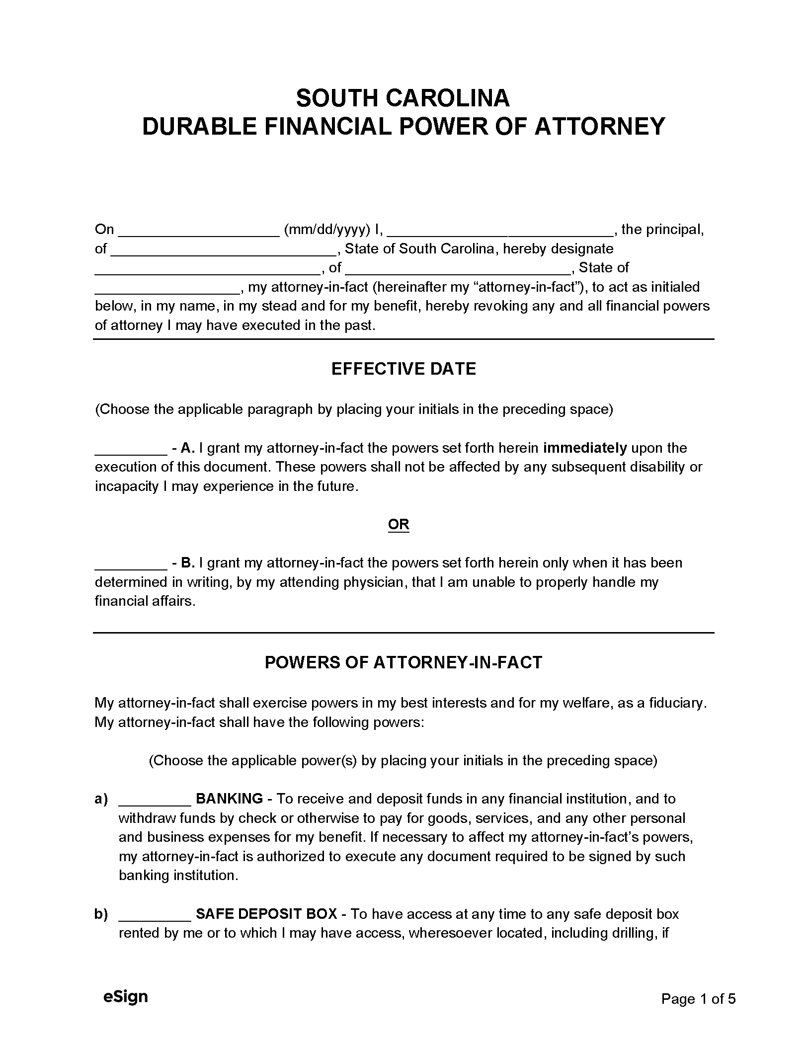 free printable power attorney form