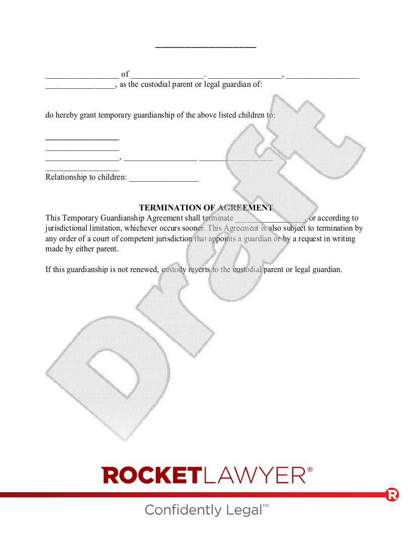 Free Temporary Guardianship Agreement Template Rocket Lawyer Free Temporary Guardianship Agreement Template Rocket Lawyer