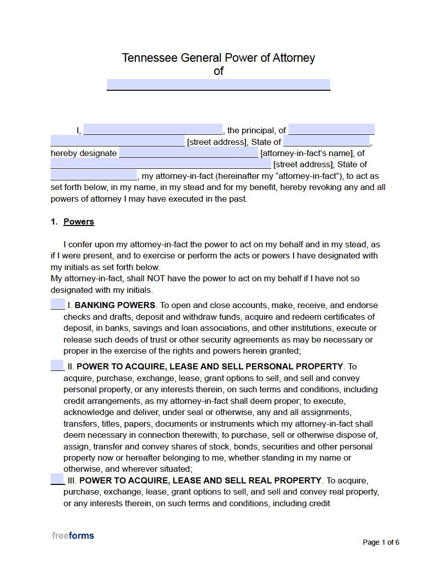 Free Tennessee General Financial Power Of Attorney Form PDF Word Free Tennessee General Financial Power Of Attorney Form PDF Word