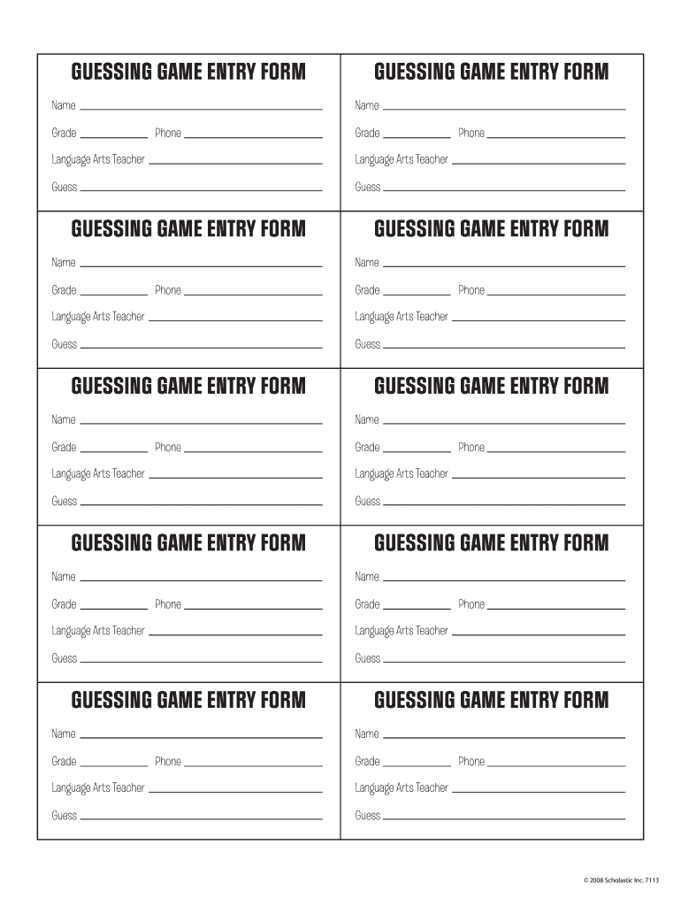 Guessing Game Entry Form Fill Out Sign Share Online PdfFiller