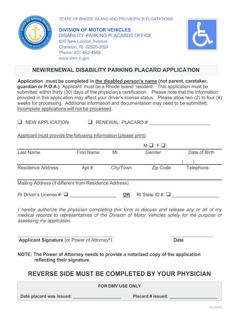 Handicap Parking Form Dmv Printable Study Planner