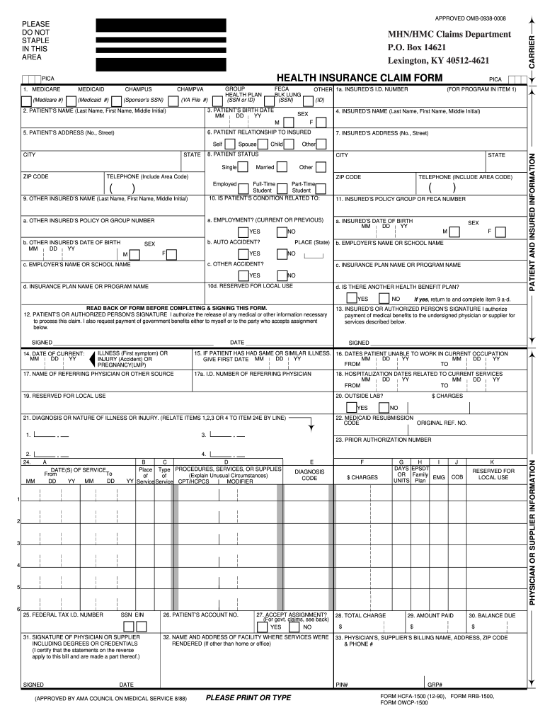 Hcfa 1500 Form Printable Fill Out Sign Online DocHub