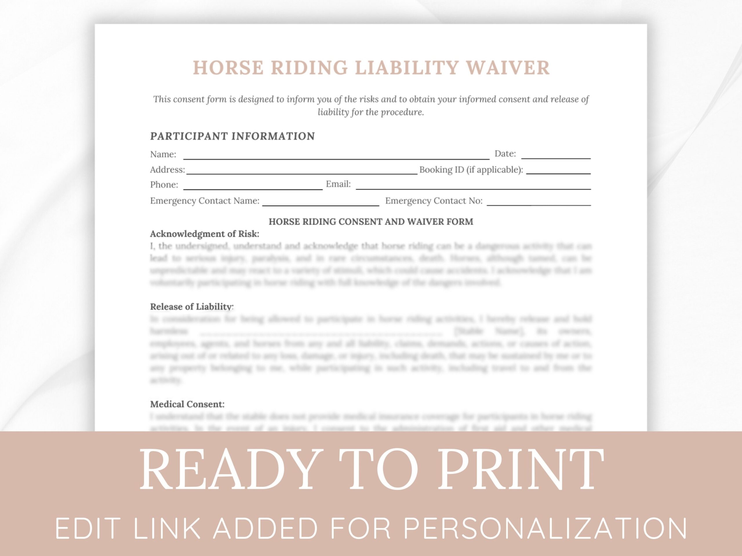 Horse Riding Liability Waiver Template Editable Consent Form PDF Etsy Israel Horse Riding Liability Waiver Template Editable Consent Form PDF Etsy Israel