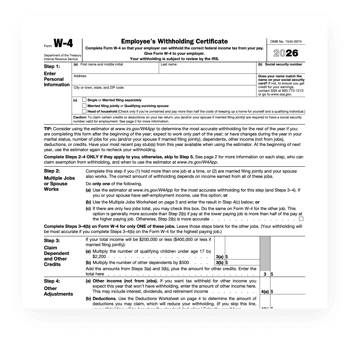 How To Fill Out IRS W4 Form 2026 PDF PDF Expert How To Fill Out IRS W4 Form 2026 PDF PDF Expert